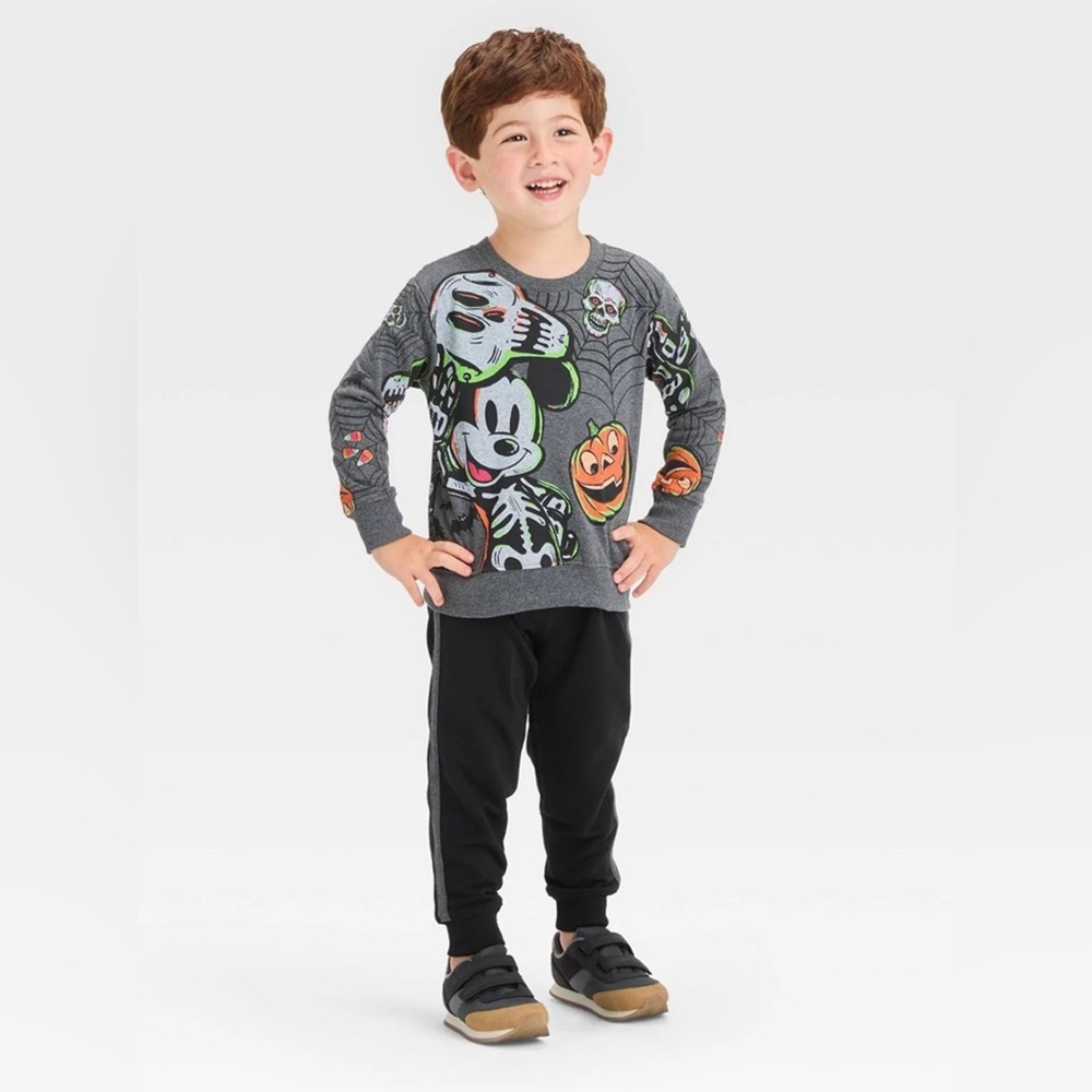 MICKEY MOUSE BOYS 2 PC SWEATSUIT - BLACK/ORANGE SIZE 18 MONTHS (NEW WITH TAGS)